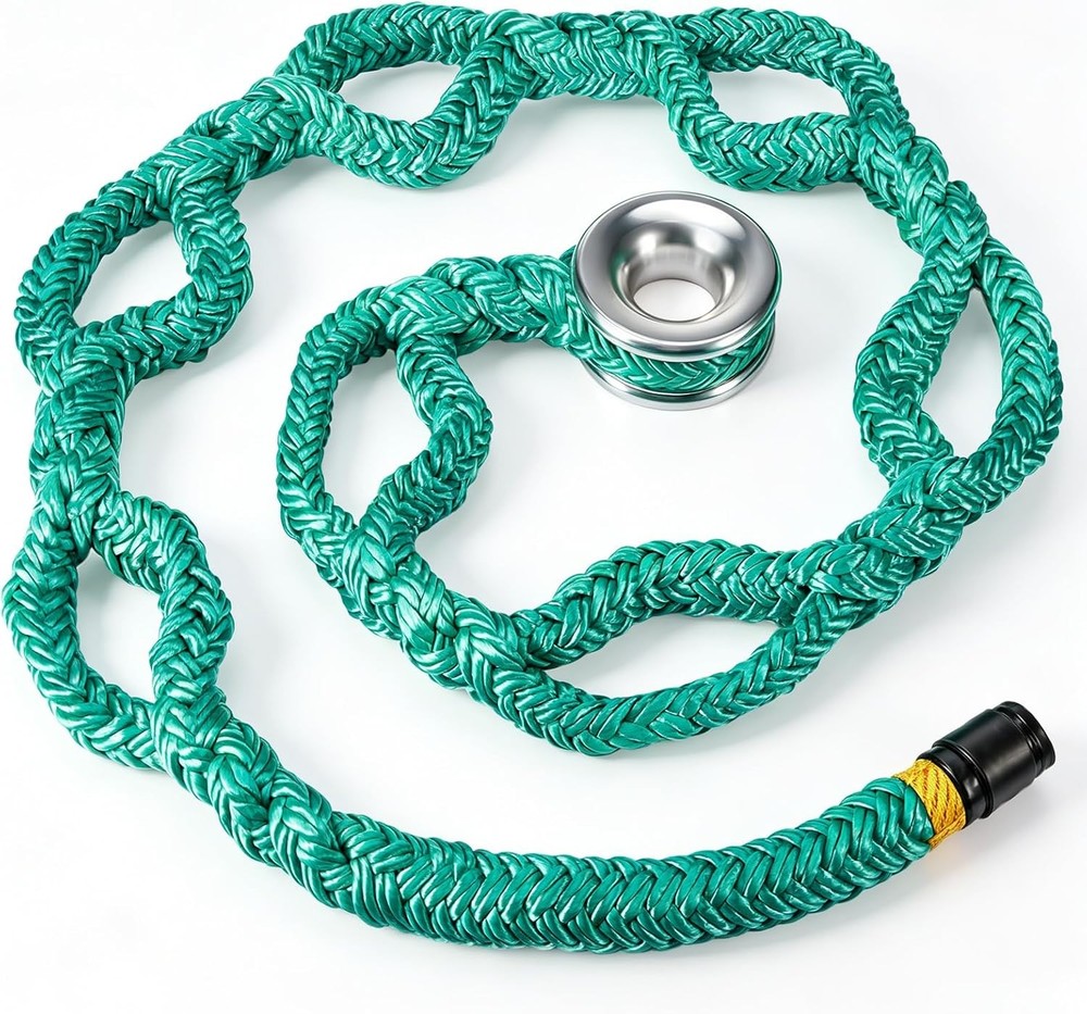 Rigging Ring Sling Rope,1.38″x6.89FT, Aluminum Ring,14600LBS,7-Pocket Adjustment