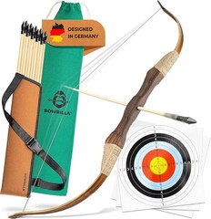 BOWRILLA Wooden Bow Arrow Set Kids 10 Arrows Outdoor Archery Toy for boys Girls