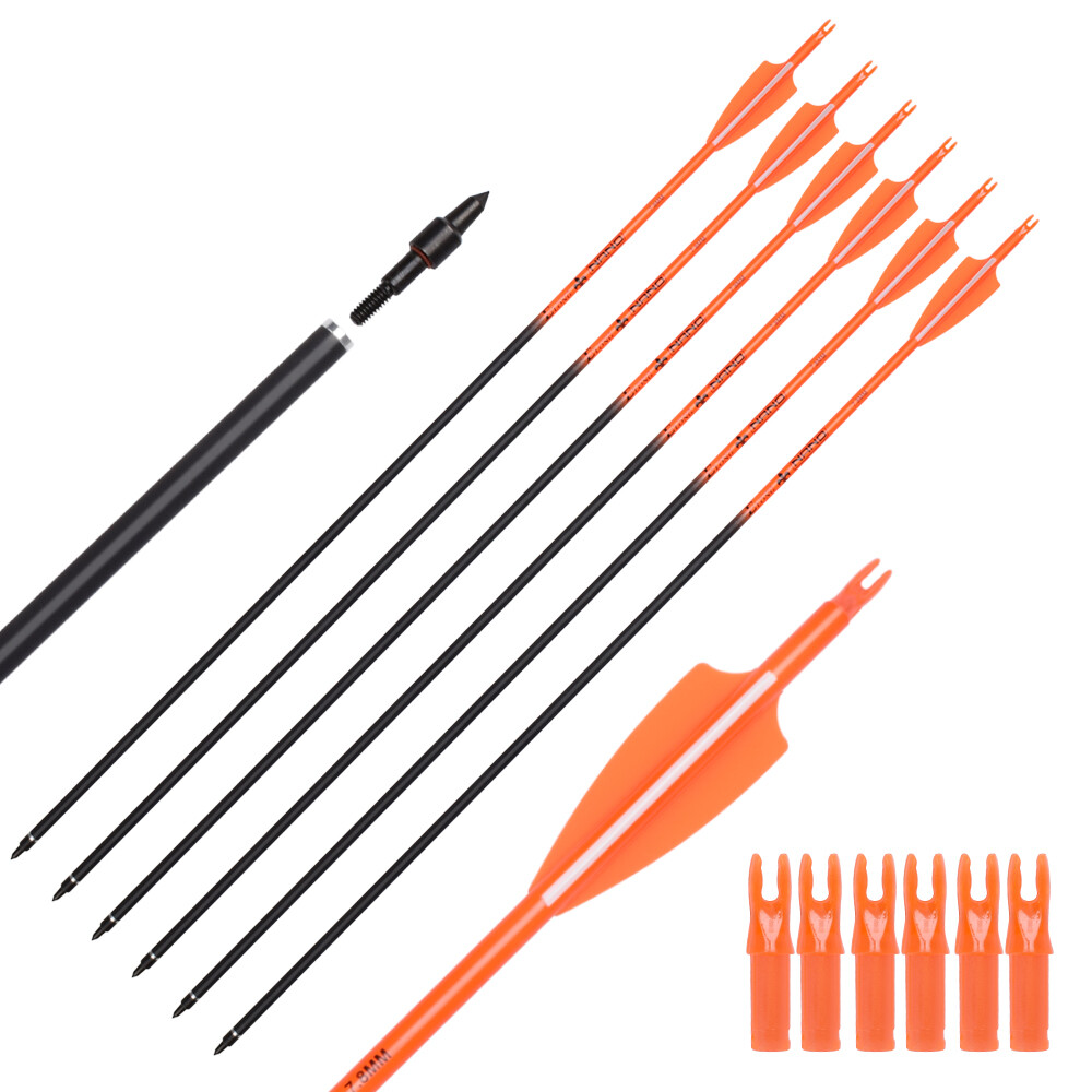 6/12pcs Archery Carbon Arrows Target Hunting Recurve Compound Bow Practice Shoot
