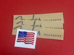 3 Pieces Rub-on Metal Guitar Logo Decal Sticker For Fender TELECASTER Free flag