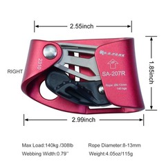 Upgraded Foot Ascender Riser for Climbing, Arborist Gear, 140kg Capacity, 8-13mm