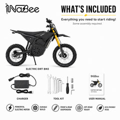 1NaBee STK-02 Electric Dirt Bike 3000W Peak 60V 20.8Ah Off-Road E-Bike Black