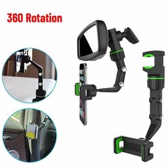 Car Rearview Mirror Rotation Adjustable Phone Holder Mount Multifunction