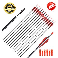 6/12 Pack 26/28/30 Inch Carbon Arrow Spine 500 for Compound/Recurve Bow Hunting