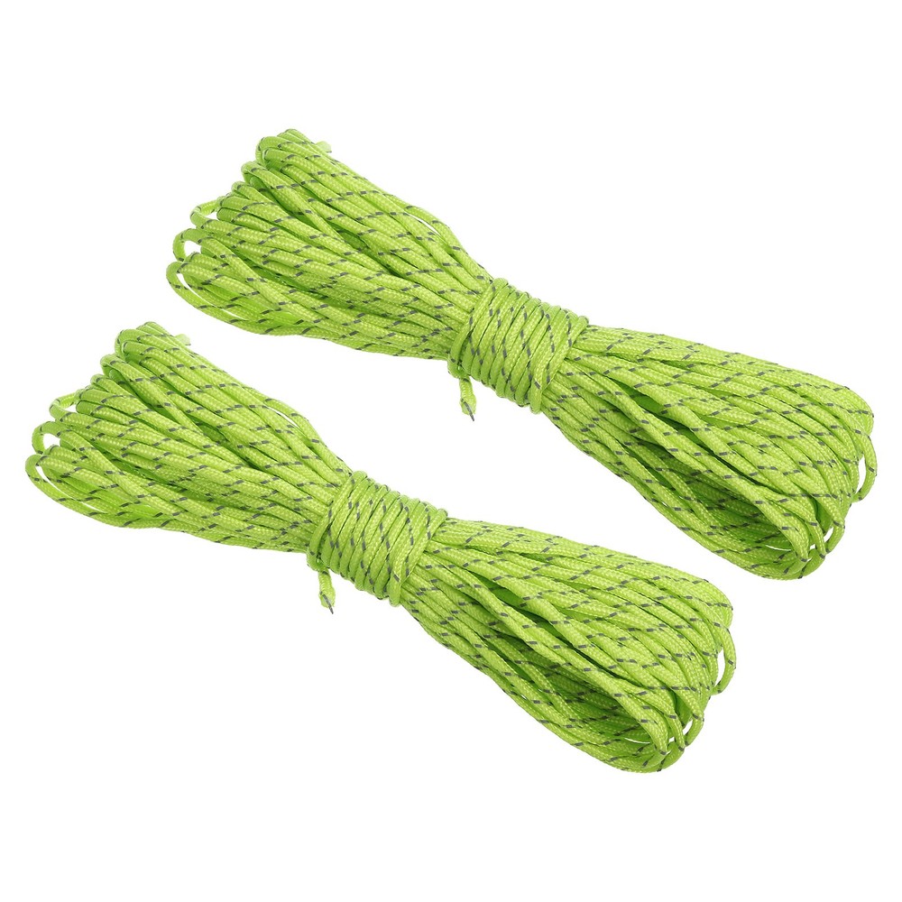 2Pcs Reflective Guyline Camping Paracord 3mm Tent Cord Guyline Rope Light Green