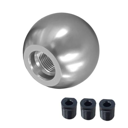 BDZMC Car Round Ball Gear Shift Knob, Aluminum Alloy Gear Shift Stick Silver