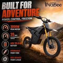1NaBee STK-02 Electric Dirt Bike 3000W Peak 60V 20.8Ah Off-Road E-Bike Black