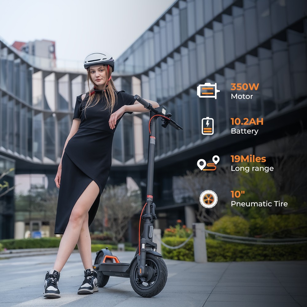 Electric Scooter Adults, 19 Miles Range,10″ Tires,Commuter, APP & Shock Absorber