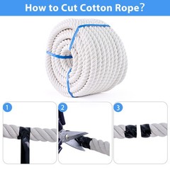 White Cotton Rope 1/2in × 100ft Natural Twisted,Available as Used for Tug of …