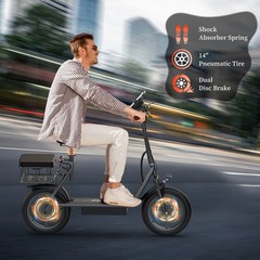 750W Peak Electric Scooter for Adults with Seat, 48V 10.4Ah 22MPH 28 Miles Range