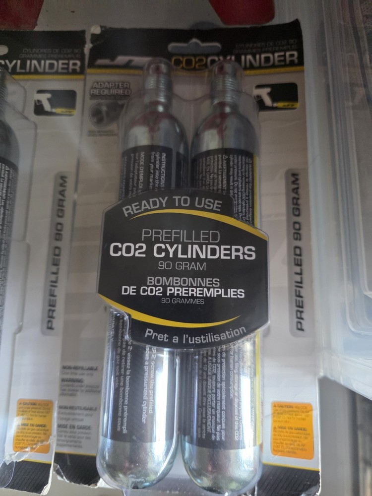 JT CO2 Cylinder, 2 pack, NIP, 90 gram, Pre-filled cylinders, Paintball, Airsoft
