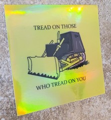 Killdozer Sticker Holographic HEAVY DUTY WEATHER PROOF VINYL Gadsden Flag 3×3″