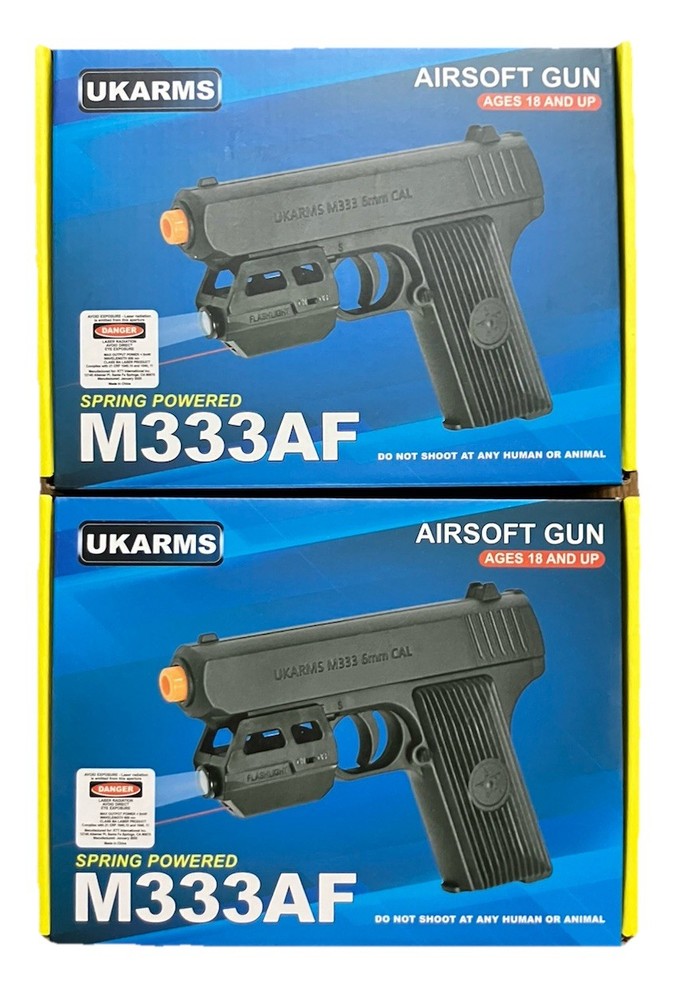 Set of 2 UKARMS M333AF Airsoft Pistols w/ Laser & Light Spring Powered Guns