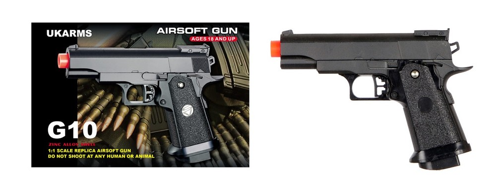UKArms G10 Spring-Powered Airsoft Pistol (Black) – 230 FPS
