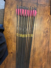Gold Tip Triple X Plus Carbon Arrows 32 in, Black Shafts,Vanes, points and nocks
