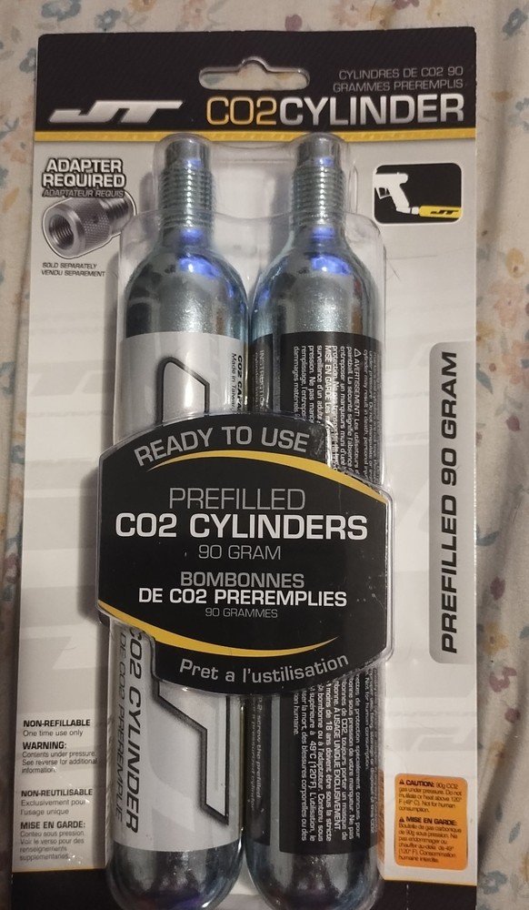 JT 90gram CO2 Cylinders- Prefilled – Pack of 2 Times 3. Total Of 6 Cylinders