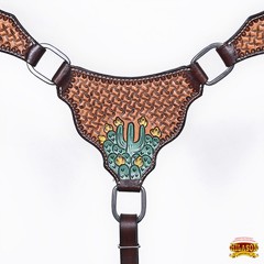 Western Headstall and Breast Collar Set HILASON Tooled Leather Horse Bridle Tack