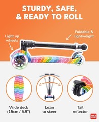 Big Fold | Three Wheel Scooter for Children Ages 5-10 Years | LED Wheels with…