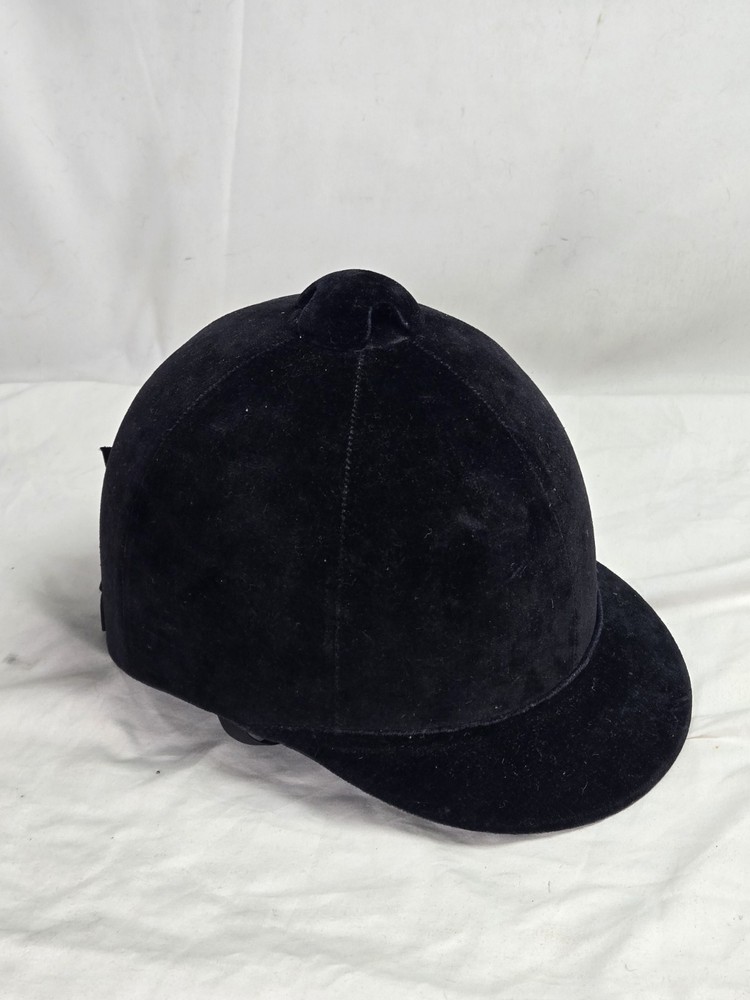 Vintage Equestrian Riding Helmet Hunt Cap Black Velvet English Horse Hat 70s 80s
