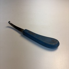 Vintage Save Edge USA Farrier Hoof Knife Curved Blade Blue Handle