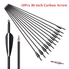 12Pcs 30 Inch Carbon Arrows SP500 OD 7.8mm Archery For Compound/Recurve Bow Hunt