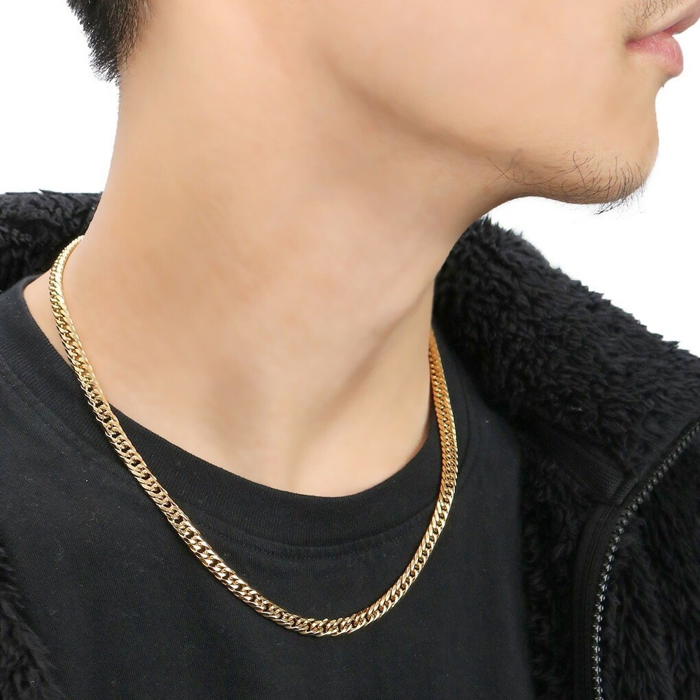 Roen BLACK Gold Double Kihei Chain Necklace 5.5mm 50cm Stainless