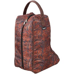 Western Boot Bag w Shoulder Strap – Floral Leather Tooled Print – Denier Nylon