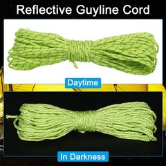 2Pcs Reflective Guyline Camping Paracord 3mm Tent Cord Guyline Rope Light Green