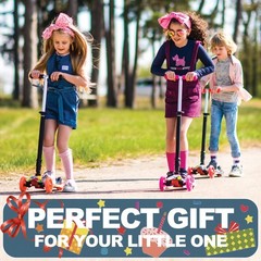 3-Wheel Kick Scooter for Kids Ages 3-8 Lean-to-Steer Toddler Scooter with Ext…