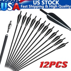 12Pcs 20″ Archery Carbon Crossbow Bolts Half Moon Nock OD 8.8mm Arrows Hunting