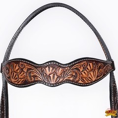 Western Headstall and Breast Collar Set HILASON Tooled Leather Horse Bridle Tack