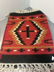 Set Of 2: Hand Woven Wool Saddle Blanket Rugs Navajo Southwest ~16×20” Decor