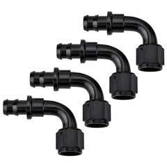 Push Lock Hose Fitting End Black 4PCS 8AN 90 Degree
