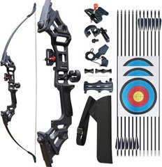 Archery Bow Set Recurve 51in Takedown 30-50lb 12 Arrows