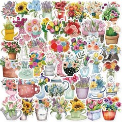 30Pcs Random Aesthetic Fresh Flower Bouquet Floral Plant Waterproof Stickers