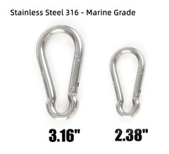 4 Pack 5/16″ Stainless Steel Carabiner Clip Metal Spring Snap Hook Heavy Duty