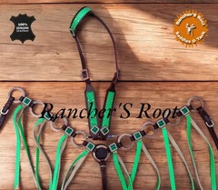Western Leather Tack Set For Horse | Green Ring Tack Set