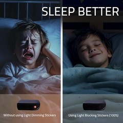2 hojas de pegatinas de bloqueo de luz LED para cubiertas de LED opacas