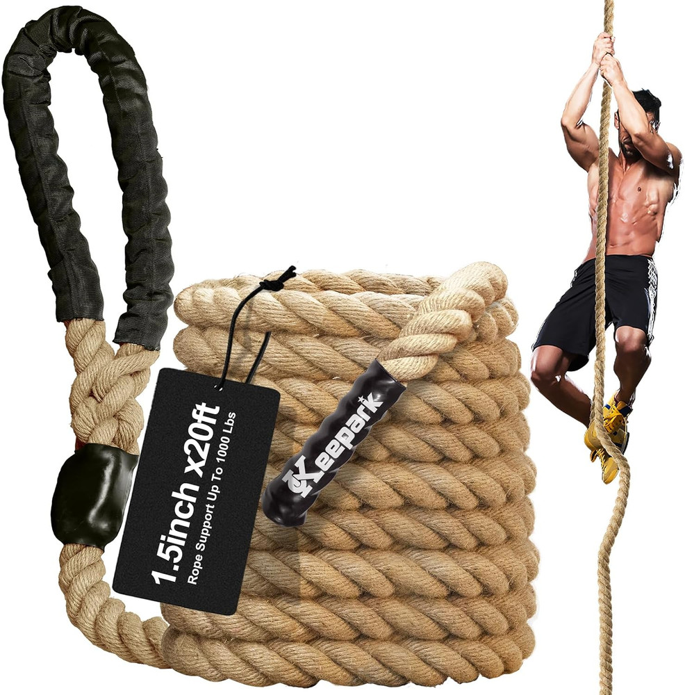 Climbing Rope Gym Exercise Ropes – 1.5 Inch Diameter 10FT 15FT 20FT 25FT 30FT 35