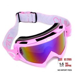 Dirt Bike Goggles ATV Motocross Off Road Goggles Pink Frame+color Lens