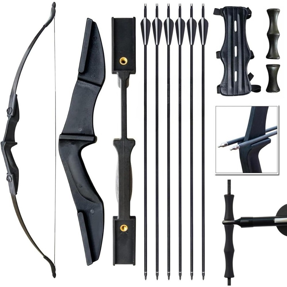 57″ Recurve Bow and 30“ Arrows Set Takedown Recurve Bow with Archery Accessories