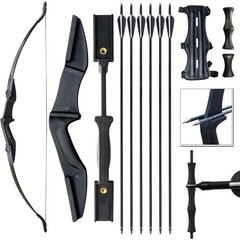 57″ Takedown Recurve Bow & 30″ Arrows Set with Archery Hunting Accessories Kit