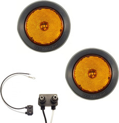 Pair of LED 2.5″ round Amber Clearance/Side Marker Light Kit with Light Grommet