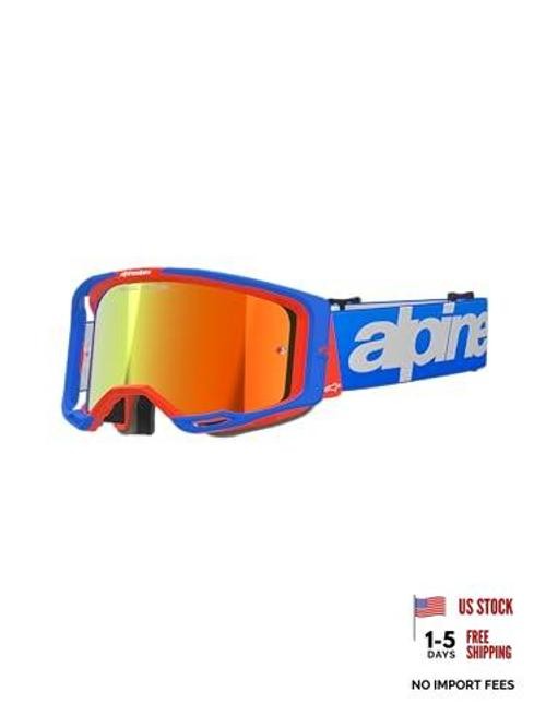 Vision 8 MX ATV MTB Off Road Goggle Blue/Orange – Mirror Red Lens