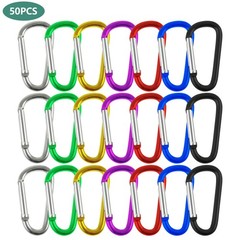 50-200 PCS Aluminum Carabiner D Shape Spring Clip Snap Key Hook Keychain Buckle