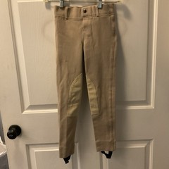 Horze Kids Unisex Pull On Riding Pants/Breeches, Tan Sz L