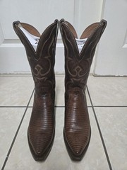 Dan Post Genuine Lizard Western Cowboy Snip Toe Boots Size 9D US
