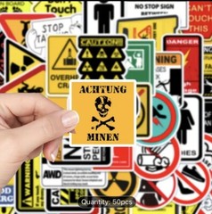 50 warning theme waterproof sticker skateboards bicycle PC Graffiti Decals Mix