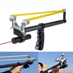 Black Outdoor Telescopic Slingshot with Red Laser Aim Hunting Slingshot Catapult