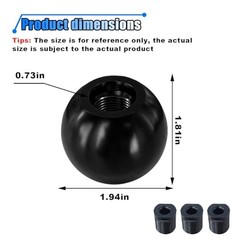 Car Round Ball Gear Shift Knob, Aluminum Alloy Gear Shift Stick Head for Black